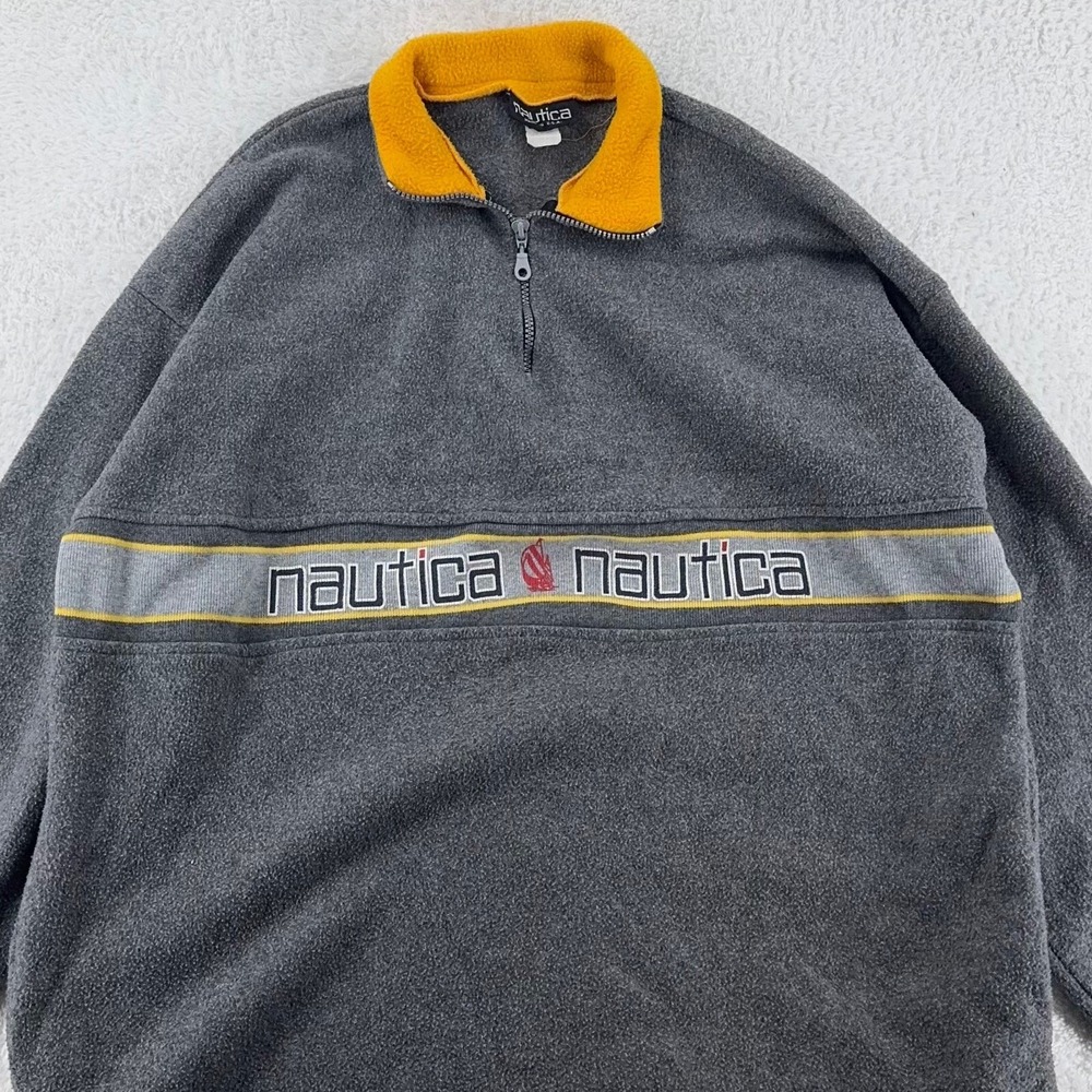 vintage 90s NAUTICA QUARTER ZIP FLEECE SWEATER SWEATSHIRT XL